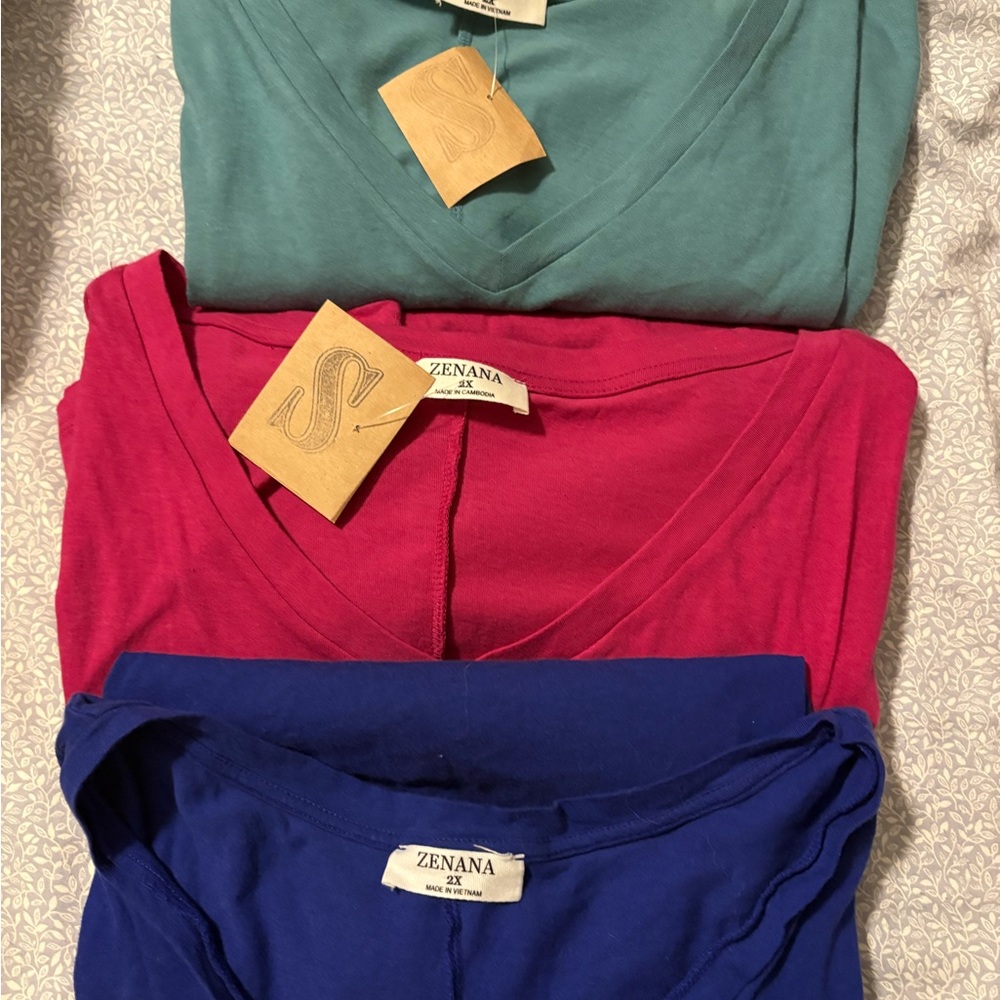Zenana Outfitters Short Sleeve Tees - Seafoam Green, Pink, Blue
